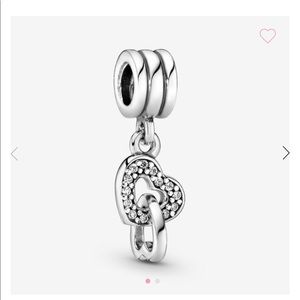 Interlocking hearts dangle charm